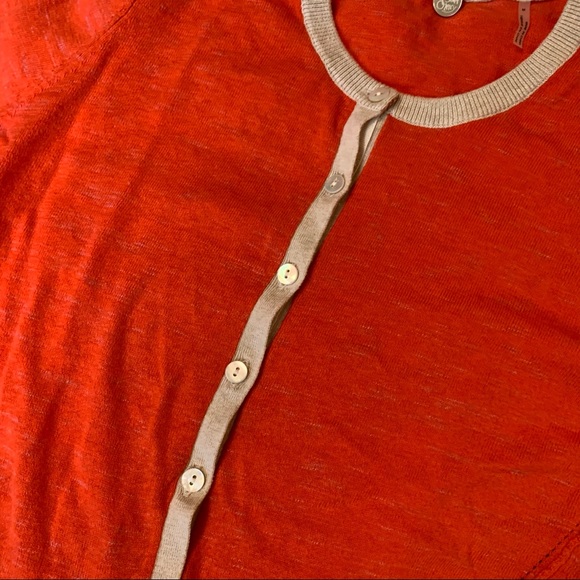 MARGARET O’LEARY Orange Cardigan 100% Cotton Preppy Medium M - Picture 3 of 6